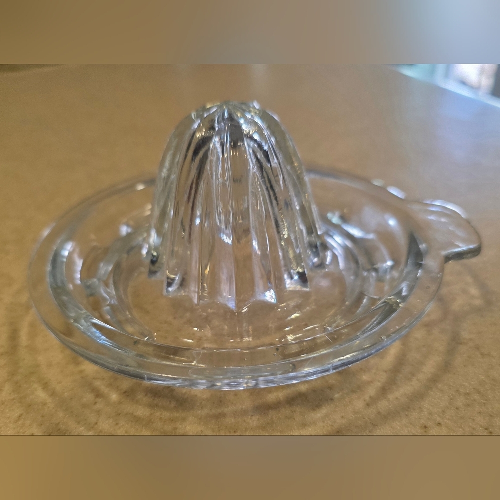Vintage Citrus Reamer Juicer Clear Glass Tab Handle